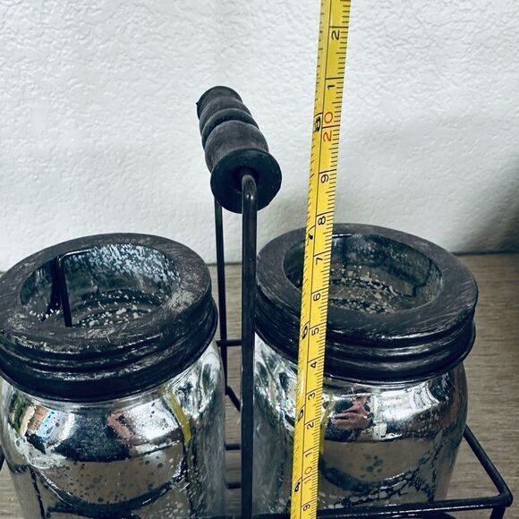 Farmhouse Metallic Mirrored Mason Jar Candle Holders Set - Picture 2 of 4